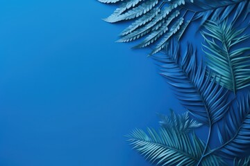 Floral Background, leaves in blue green with copyspace
