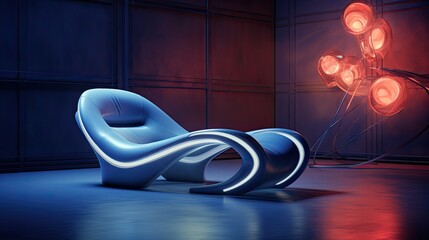 Cinematic Minimalist interior design, Negative Space, neon Lighting.