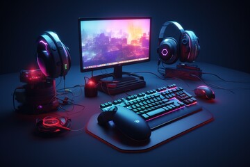 Stylish workplace Modern office interior with Computer desk