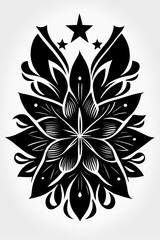 Tattoo design, star simple design on white background, clean black pen drawing