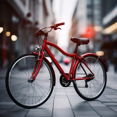 Fototapeta na wymiar red bicycle on a street, 