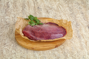 Raw pork liver for cooking