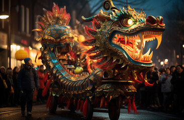 2024 - Year of the Green Dragon. Сelebration of the Chinese New Year. Created with Generative AI