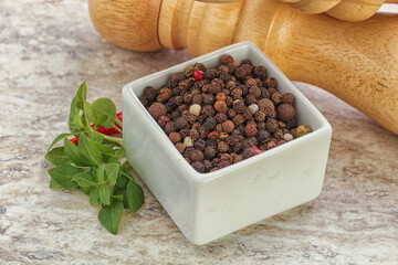 Peppercorn mix heap in the bowl