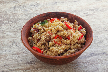 Arabic cous cous with meat and tomato
