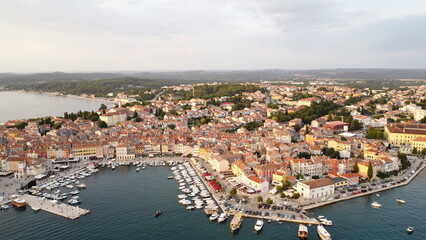 Fototapeta na wymiar Aerial view of the center of Rovinj, Croatia.