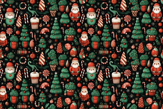 Christmas Santa's seamless tileable wallpaper backgrounds
