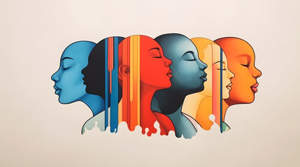 Une brillante illustration représentant la diversité des races, des cultures, des ethnies et de l'inclusion sociale, générée par l'IA - obrazy, fototapety, plakaty