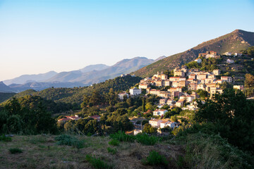 Fototapeta na wymiar Panorama view of Oletta, Corsica