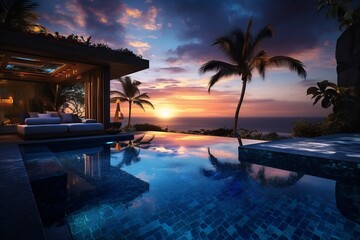 Fototapeta na wymiar Luxury Villa with Gorgeous Outdoor Pool - AI Generated