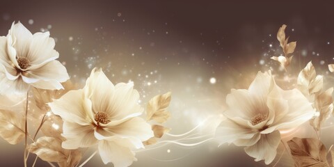 Beautiful abstract beige night photo floral design background banner. beautiful Generative AI AIG32