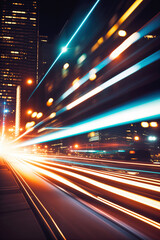 Fototapeta na wymiar City in Motion, a mesmerizing long exposure street photo. Perfect for marketing and advertising agencies for dynamic city-focused campaigns..