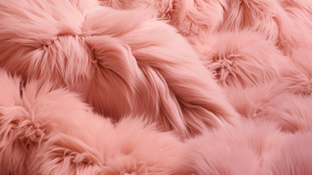 Patel pink fur texture. Fluffy pastel pink fur background.