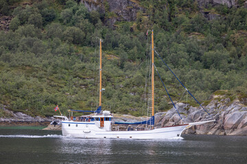 STELLA OCEANA is a Pleasure Craft and is sailing under the flag of Norway. (12. september 2023)On eagle safari I Trollfjord,Nordland county,Norway