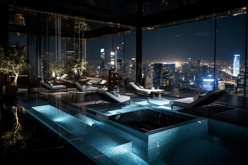 Fototapeta na wymiar Luxury Penthouse with Rooftop Pool - AI Generated