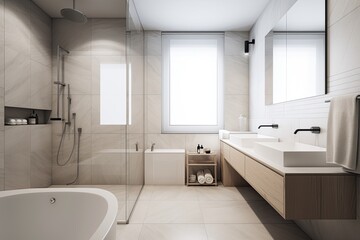 Fototapeta na wymiar Modern minimalist bathroom