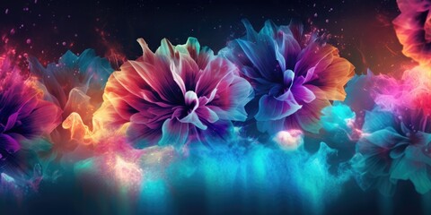 Obraz na płótnie Canvas Beautiful abstract colorful night photo floral design background banner. beautiful Generative AI AIG32