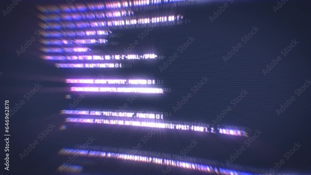 Aufkleber the process of writing a digital code by a programmer in a programming language, glowing letters and