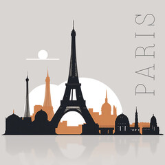 The Paris city skyline in minimalist style offers an elegant example of modern design.