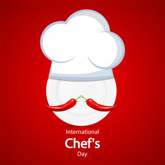 Chefs Day International chefs hat plate, vector art illustration.