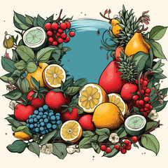 Fruits frame vector background
