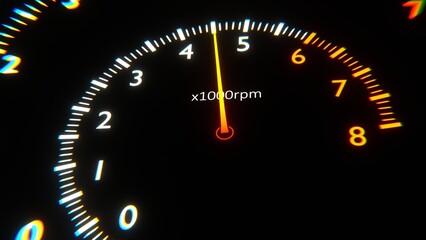 Fototapeta premium Сar speedometer and tachometer. Fast accelerating car. Sport auto. Supercar. 