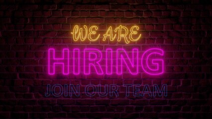 Colorful inscription we are hiring. Hire animation. Employer. HR. Job search.	