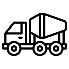 mixer truck icon in line style isolated on transparent background. Construction tools, vector illustration for graphic design projects