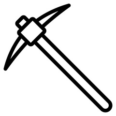 pickaxe icon in line style isolated on transparent background. Construction tools, vector illustration for graphic design projects