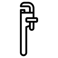 pipe wrench icon in line style isolated on transparent background. Construction tools, vector illustration for graphic design projects