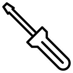 screwdriver icon in line style isolated on transparent background. Construction tools, vector illustration for graphic design projects