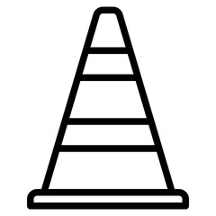 traffic cone icon in line style isolated on transparent background. Construction tools, vector illustration for graphic design projects