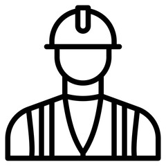 worker icon in line style isolated on transparent background. Construction tools, vector illustration for graphic design projects