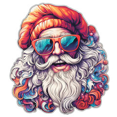 Christmas fantasy: funny psychedelic Santa Claus graphic element on transparent background,perfect t-shirt, prints, labels, avatars,posters, album covers,stickers and other uses