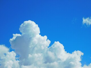 Naklejka na ściany i meble Tranquil Cloudscape: Clear Blue Sky and Fluffy White Clouds