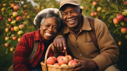 Senior African american couple in a garden with harvest - Powered by Adobe