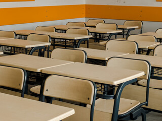  Classroom in background without ,No student or teacher . modern classroom environment , located name is osym