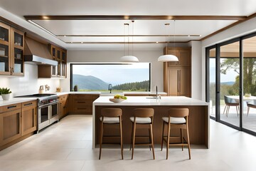 modern dining room with kitchen