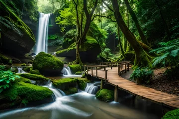 Fototapete waterfall in the jungle © baseer