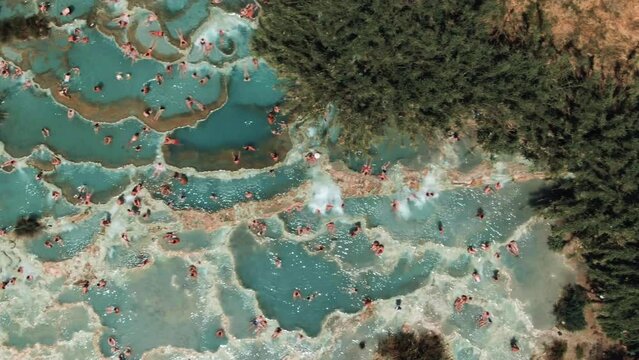 Aerial of Saturnia Hot Springs, Tuscany, Italy 6