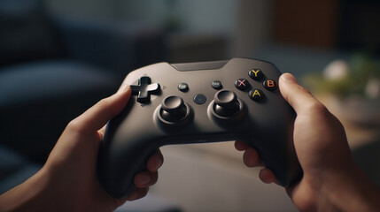 Skilled Hands Engaged in Gaming, Manipulating Controller with Precision, Navigating Games with Sticks and Buttons.