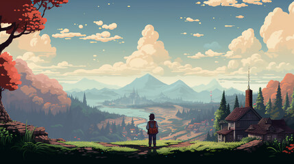 Landscape, videogame vibes. Generative AI