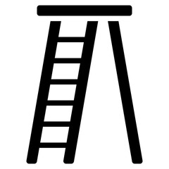 ladder icon in glyph style isolated on transparent background. Construction tools, vector illustration for graphic design projects