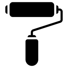 paint roller icon in glyph style isolated on transparent background. Construction tools, vector illustration for graphic design projects
