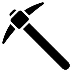 pickaxe icon in glyph style isolated on transparent background. Construction tools, vector illustration for graphic design projects