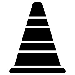 traffic cone icon in glyph style isolated on transparent background. Construction tools, vector illustration for graphic design projects