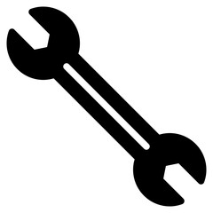 wrench icon in glyph style isolated on transparent background. Construction tools, vector illustration for graphic design projects