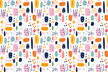 colorful minimalism style fun free shape seamless pattern, Generative Ai