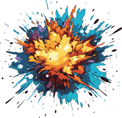 colorful explosion on white isolated background