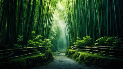Arashiyama Bamboo Forest in Kyoto Japan Ai Generated